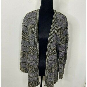 Zonda Nellis Woman M/L Open‎ Cardigan Sweater Knit Cotton Striped Art to Wear